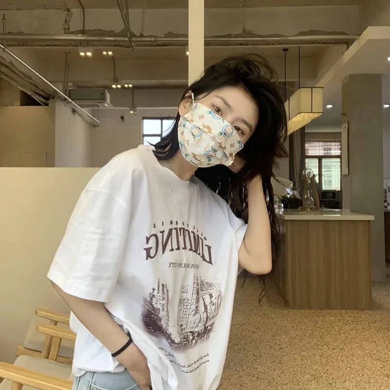 เสื้อยืดแขนสั้นลําลองทรงหลวมผู้หญิง oversize เสื้อผ้าแฟชั่นวัยรุ่น  เสื้อตัวใหญ่โอเวอร์ไซส์เกาหลี สกรีนลายวินเทจเท ผ้าดี thumbnail 7