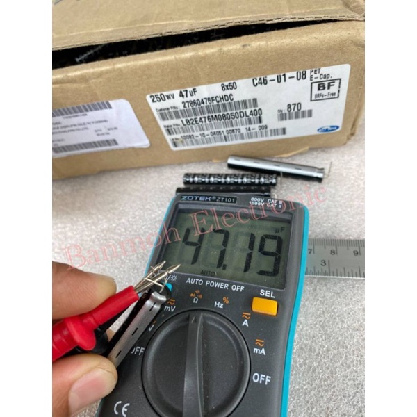 C47UF 250V105C 8x50mm สีน้ำตาล C47UF250V C 47UF250V C47UF 250V C 47UF 250VDC Cตัวผอมสูง Capacitor 47