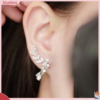 ของขวัญเครื่องประดับผู้หญิงต่างหูแบบติดหูรูปใบไม้ฝังพู่ b 2 rhinestone