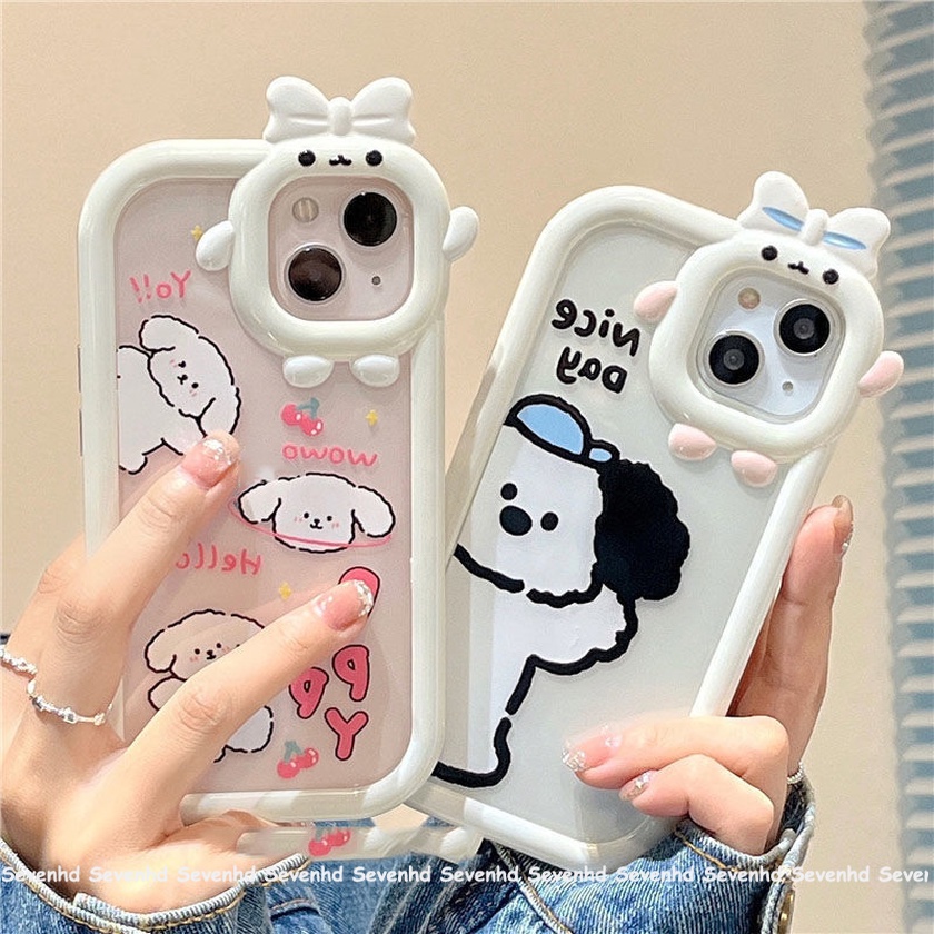 เคสโทรศัพท์มือถือ แบบนิ่ม ลายการ์ตูนสุนัข สีขาว สําหรับ for iPhone 11 13 14 Pro Max 7 8 Plus XS Max 11 12 13 Pro 14 Plus