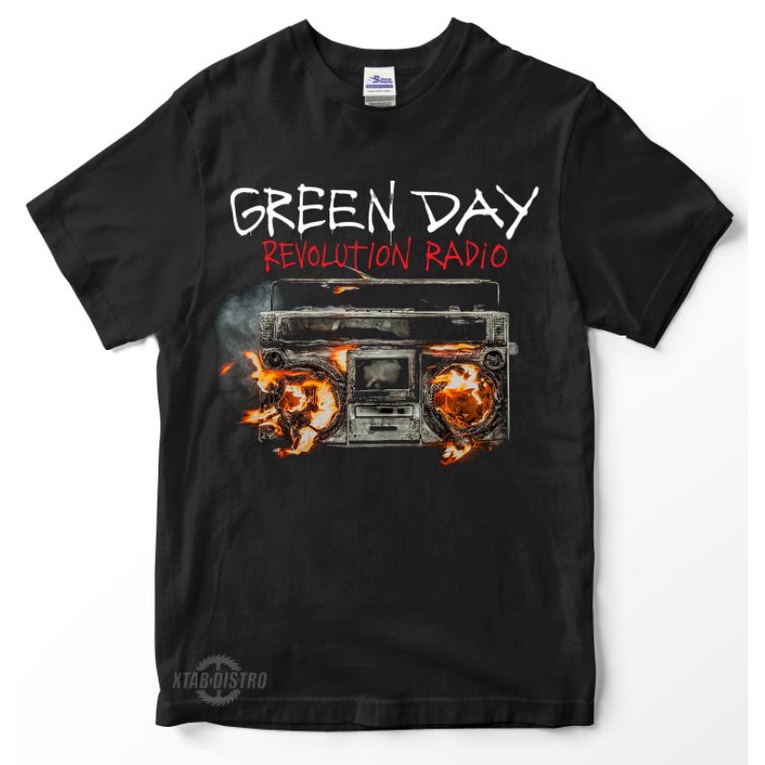 GREENDAY วิทยุ Revolution เสื้อยืดพรีเมี่ยม สีเขียววัน dookie band เสื้อยืด Greenday melodyc pop pun