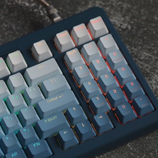 [JKDK] Studio Blue Gradient Keycaps Side Print Backlit OEM Profile For 61 68 84 87 104 Keys Cherry Mx Switch Mechanical Keyboard