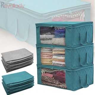 #ROYALLADY#Bamboo Charcoal Foldable Underbed Large Storage Bag Box Zip Clothes Organizer