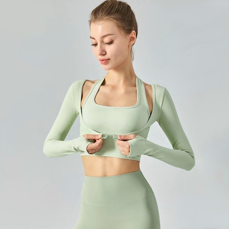 Fit.hersports เสื้อแขนยาว 2 In 1 พร้อมแผ่นรอง สําหรับออกกําลังกาย เล่นโยคะ (S-XL)