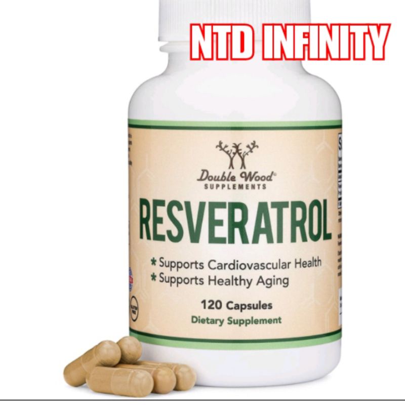นำเข้า🇺🇸 (Exp 02/24) Double Wood Resveratrol 500mg Per Serving, 120 Capsules ต้านอนุมูลอิสระ ชะลอวัย