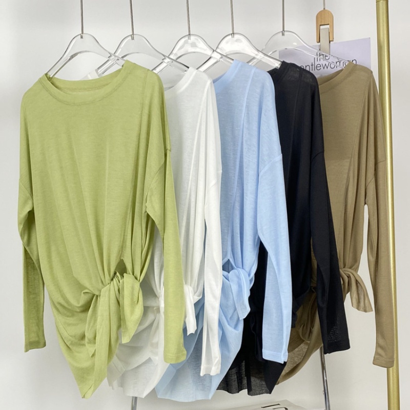 เสื้อยืดแขนยาว ระบายอากาศ น้ําหนักเบา ผ่าข้าง สําหรับเล่นโยคะ วิ่ง เล่นกีฬา