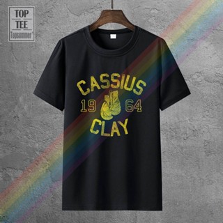 เสื้อยืดแฟชั่น มูฮัมหมัดอาลีเสื้อยืด Cassius Clay 1964 บุรุษสีดําเฮเธอร์ทีในขนาด 2Xl 5Xl