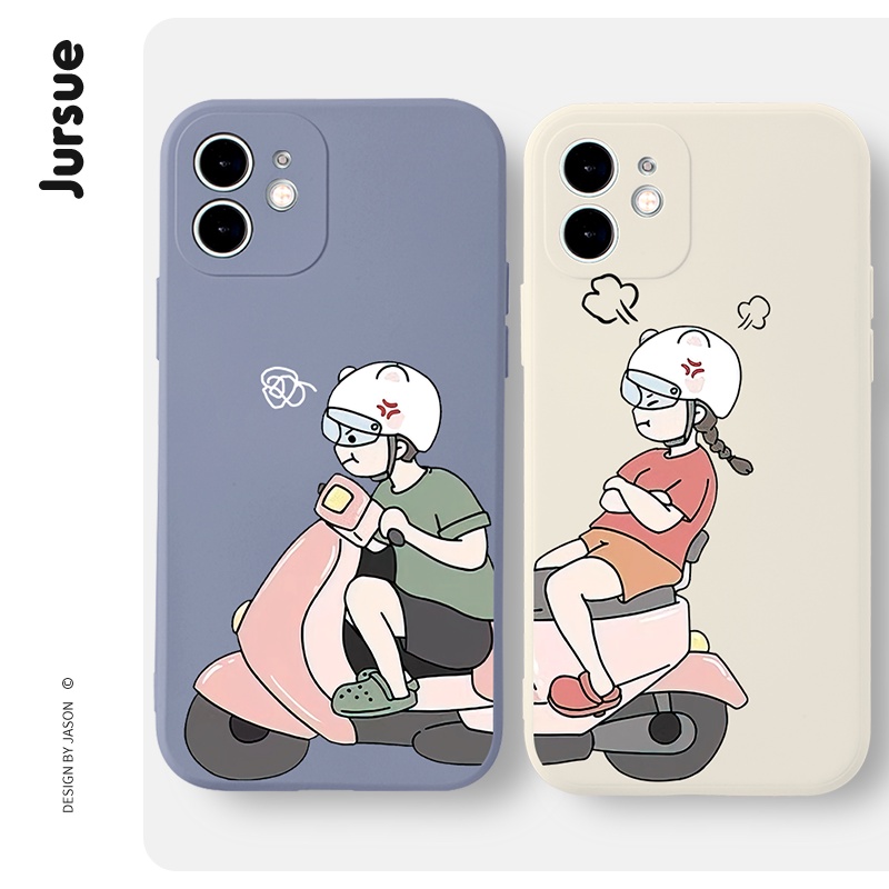 JURSUE เคสคู่ เคสไอโฟน คู่รัก กันกระแทกซิลิโคนนุ่มการ์ตูนน่ารักตลก เคสโทรศัพท์ Compatible for iPhone 16 15 14 13 12 11 Pro Max SE 2020 X XR XS 8 7 Plus พลัส XYH792