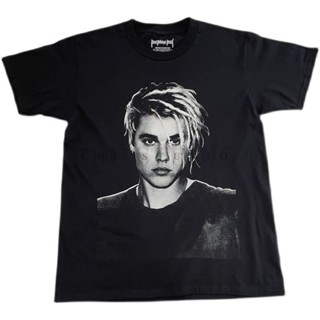 เสื้อยืดแขนสั้น พิมพ์ลายอัลบั้มคอนเสิร์ต Justin Bieber avatar 3 มิติ ทรงหลวม สําหรับผู้ชาย