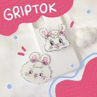 [พร้อมส่ง] 🐰 Griptok กริปต๊อกกระต่ายสีขาว ลายการ์ตูน ที่ติดหลังมือถือรูปกระต่าย