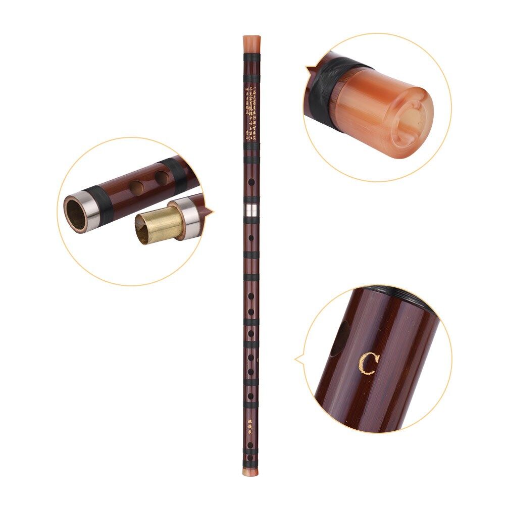 ขลุ่ยไม้ไผ่แบบจีน เครื่องดนตรีสำหรับผู้เริ่มต้น เป่าด้านข้าง พร้อมเยื่อไผ่ ซองกำมะหยี่ สำหรับนักดนตรีมือสมัครเล่นและมืออ - รูปที่ 3