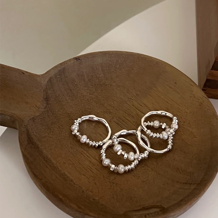 แหวนโลหะ ประดับไข่มุก แฟชั่นสําหรับผู้หญิง - รูปที่ 4