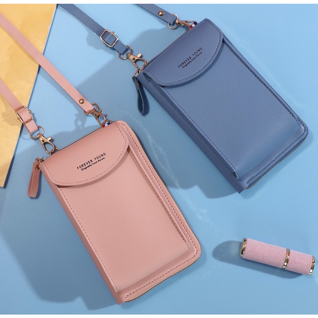 กระเป๋าสตางค์สะพายข้างใส่โทรศัพทย์มือถือ/เหรียญ/บัตรได้เยอะ  H001