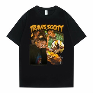 เสื้อยืดสีขาวผู้หญิง Camiseta de Hip Hop de Travis Scott para hombre y mujer, ropa de calle Harajuku, camiseta de Cactus