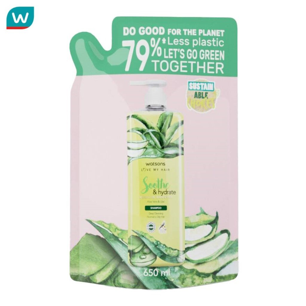 WATSONS วัตสัน ซูธ แอนด์ ไฮเดรท อโลเวร่า แอนด์ ไลแลค แชมพู 650 มล