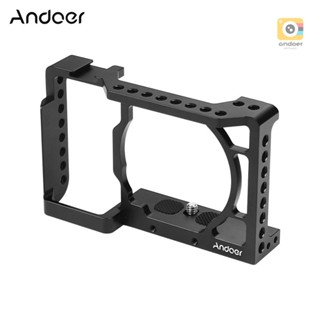 Andoer Camera Cage Video Film Movie Making Stabilizer Aluminum Alloy 1/4 Inch Screw with Cold Shoe Mount for  A6500/A6400/A6300/A6000 Camera