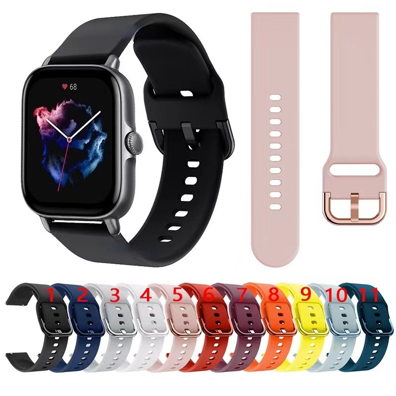 20 มม.ซิลิโคนสําหรับ Xiaomi Amazfit Bip 3 Pro GTS4 GTS3 GTS2 Mini Bip U สายคล้องคอสําหรับ GTR 4 42 ม