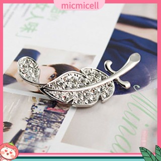 (micmicell) Womens Fashion Leaf Silver Tone Rhinestone Crystal Wedding Gift Brooch Pin