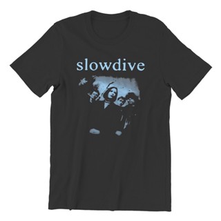 เสื้อยืด cotton ผู้ชายเสื้อยืด Slowdive ทัวร์ 90s ผ้าฝ้ายเสื้อผ้าแปลกใหม่แขนสั้น Crewneck Tees เสื้อยืดฤดูร้อน