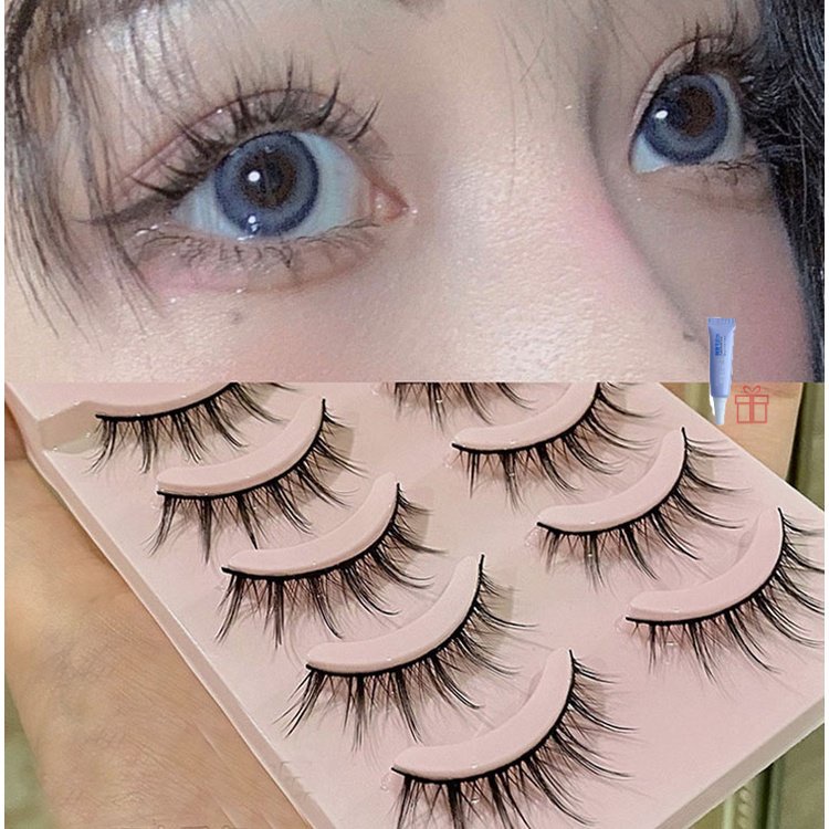 (พร้อมส่ง) [5 คู่ขนตาปลอมธรรมชาติแฮนด์เมด] [ขนตาปลอมม้วนงอที่ไม่หลุดง่าย] ขนตาปลอม 3D แบบสั้น ดูเป็นธรรมชาติ