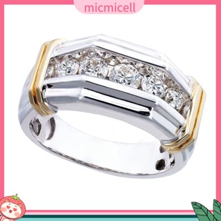 (micmicell) ของขวัญเครื่องประดับแฟชั่นผู้ชายแหวนแต่งงานฝัง Rhinestone