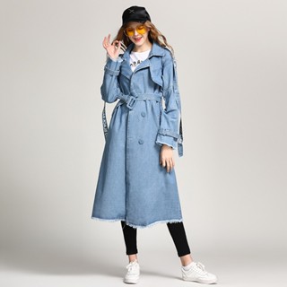 360🔥พร้อมส่ง🔥 ส่งไว ทันใจ ร้านคนไทยค่ะ❤️Trench Coat Jeans โค้ทยีนส์ โค้ทยาว เสื้อยีนส์ เสื้อโค้ท เดรสยีนส์ เสื้อกันหนาว