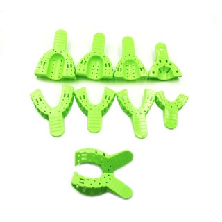 10 Pieces / Set High Temperature Sterilization Resistant Green Plastic Impression Material Dental Trays Dental Material