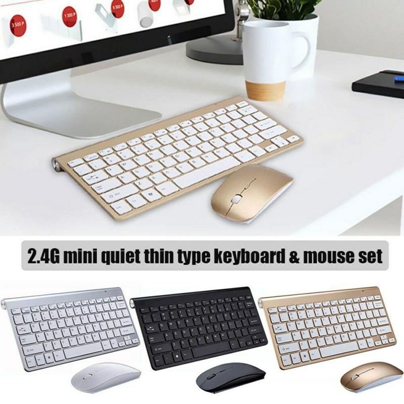 Mini Multimedia Full-size Keyboard Mouse Combo Set 2.4G Wireless Silent Keyboard And Mouse For Mac Notebook Laptop Deskt
