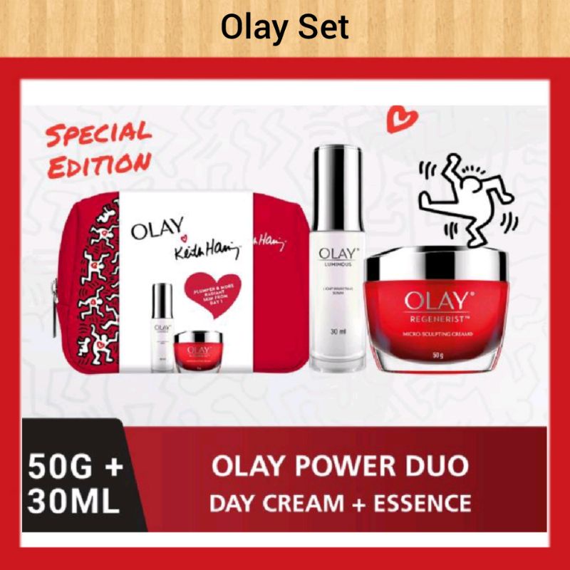 Olay White Radiance Light Perfecting Essence 30ml + regenerist ไมโครแกะสลักครีม 50g