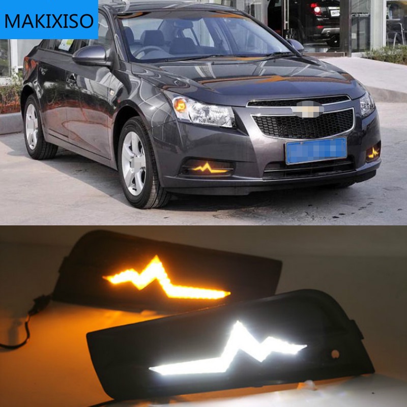 LED Daytime Running Light DRL For Chevrolet Cruze 2009-2014 High-profile DRL Fog Lamp with Turn Sign