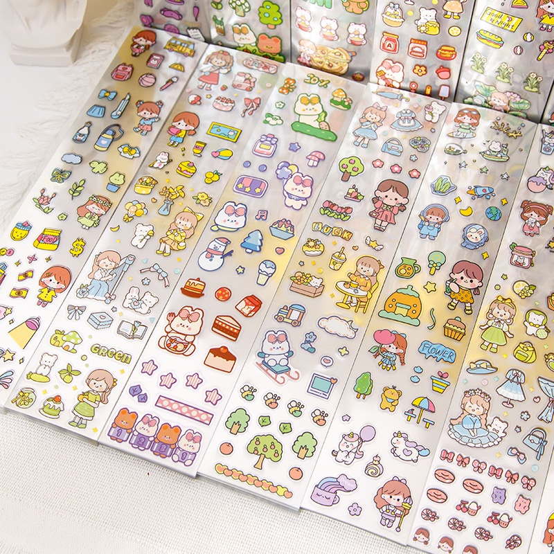 ชุดสติกเกอร์ PET กันน้ํา ลายการ์ตูน แบบยาว รูปที่ 3