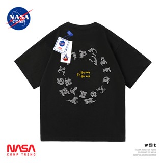 เสื้อยืดแขนสั้นลําลอง คอกลม พิมพ์ลายตัวอักษร NASA ทรงหลวม แฟชั่นฤดูร้อน สําหรับผู้ชาย