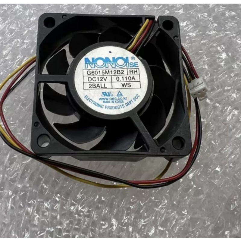 NoNolse  G6015M12B2  12V  0.110A 3-Wire Speed Ball Fan  DC 12V ขนาด60x60x15mm. ของเกาหลีแท้ สินค้าใหม่เก่าเก็บ ในไทย