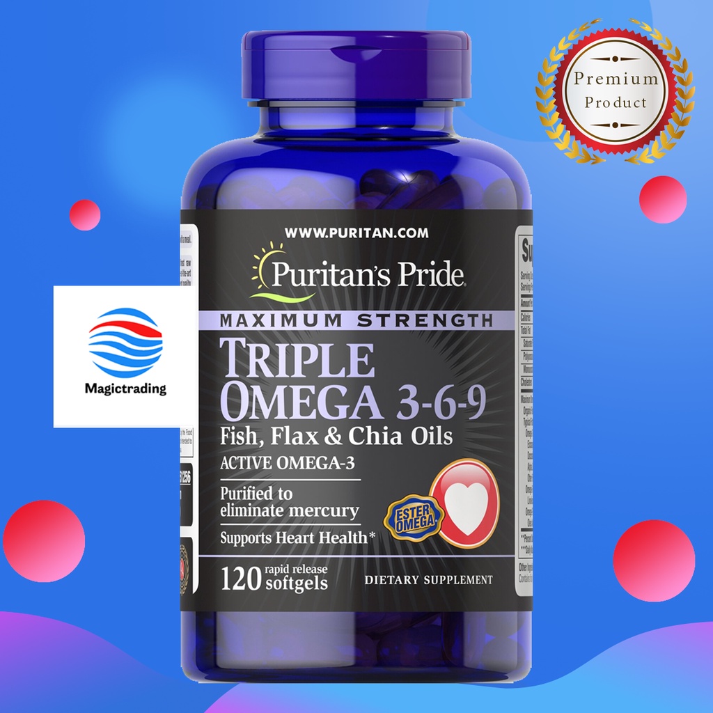 Puritan's Pride Maximum Strength Triple Omega 3-6-9 (Fish , Flax , Chia