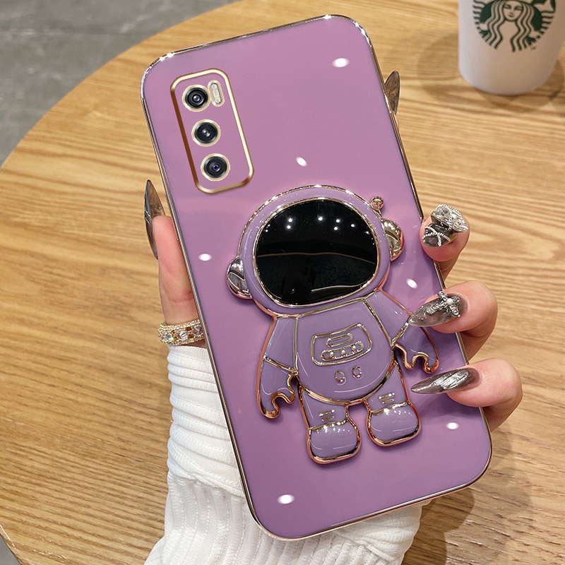 Soft Case Vivo V20 SE V2022 V2023 Cover With Fold Stereoscopic Astronaut Bracket Silicone Phone Casi