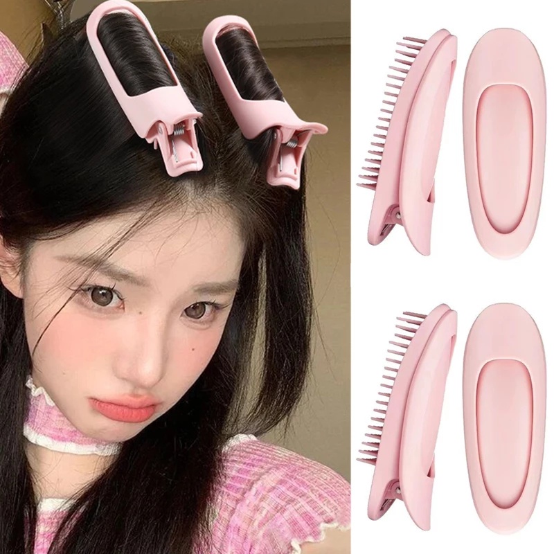 โรลม้วนผม สีชมพู / โรลม้วนผม ดูแลผม / คลิปดัดผมหน้าม้า / เพิ่มความสูงรากผม ฟู / คลิปจัดแต่งทรงผม สําหรับผู้หญิง ใช้ในบ้าน