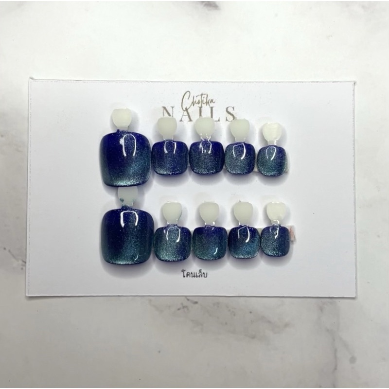 เล็บเท้า/สีลูกเเก้วเเดงพื้นดำ/สีเจลเเท้100%ทุกขั้นตอน (ฟรีกาว+ตะไบ)