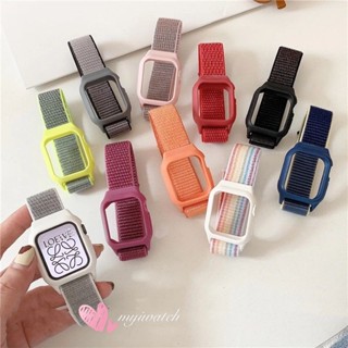 สายนาฬิกาข้อมือไนล่อน พร้อมเคส สําหรับ iwatch series 7 6 5 4 3 2 SE iwatch 41 มม. 45 มม. 38 มม. 40 มม. 42 มม. 44 มม. t500 t500 plus