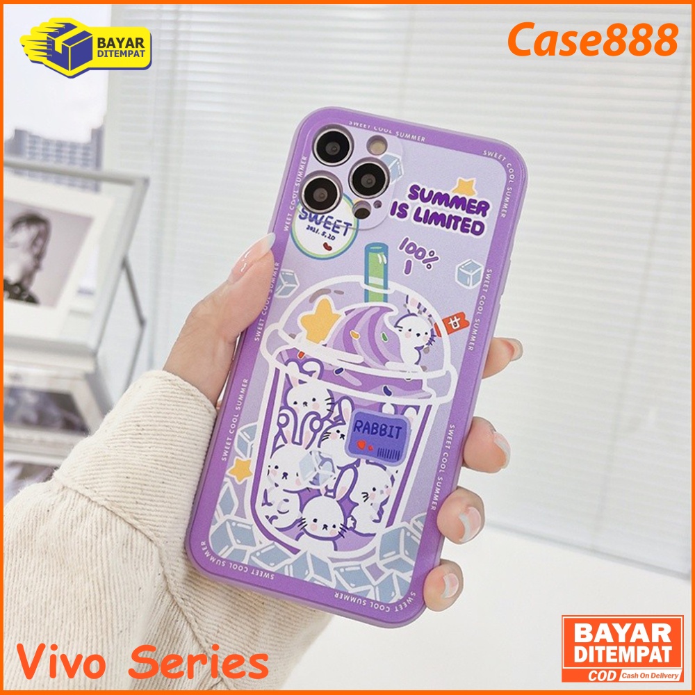 Vivo T1 5G Y21 Y21A Y21E Y21S Y21T Y33S Y33T Y55 5G Y75 5G ฤดูร้อนกระต่ายน่ารัก Softcase พรีเมี่ยมป้