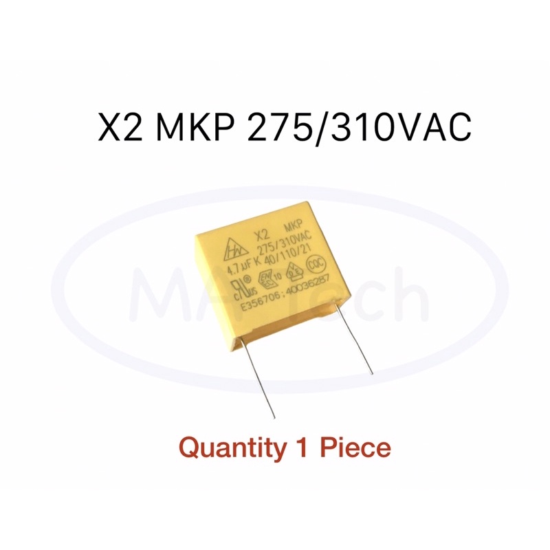 MKP 475K275V 4.7uF/275V คาปาซิเตอร์ โพลีโพรไพลีน ระยะขาห่าง 27.5 มม (Polypropylene Film 4.7uF/275V) จำนวน 1 ตัว
