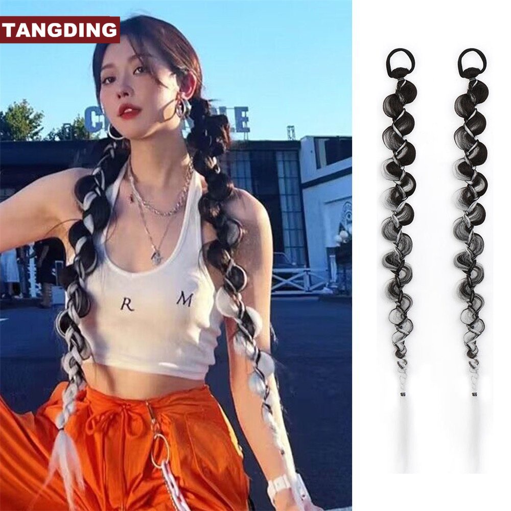 【COD Tangding】วิกผมหางม้าจําลอง แบบเกลียว ไฮไลท์ สําหรับต่อยมวย จํานวน 2 ชิ้น ต่อคู่