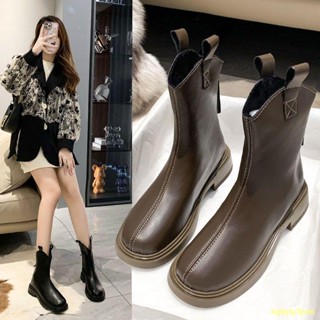 🦩Hot sale#🍌Martin boots รองเท้าบูทหุ้มข้อส้นหนาอินเทรนด์ของผู้หญิง 2022 รองเท้าบูทสกินนี่ใหม่รองเท้าเชลซี