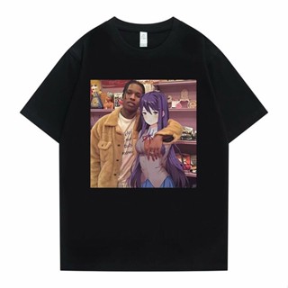 เสื้อคู่รัก แร็ปเปอร์ ASAP Rocky Darling In The Franxx อะนิเมะการ์ตูนภาพพิมพ์กราฟิกเสื้อยืดผู้ชายสตรีทแวร์ผู้ชายผู้หญิงฮ