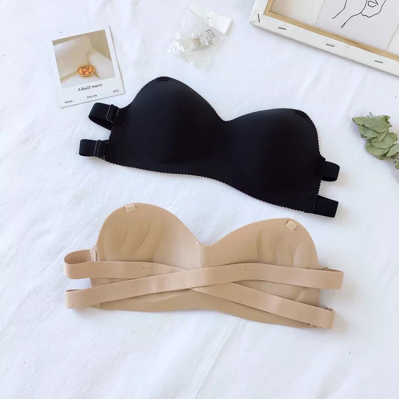 [ส่งจากไทย] 𝙎𝙩𝙪𝙙𝙞𝙤𝘽𝙧𝙖 #bra-038 บราเกาะอกดันทรงไร้ขอบ ปรับสายรอบตัวได้ พร้อมสายใส