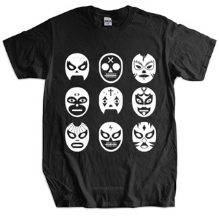 เสื้อยืดผ้าฝ้ายพิมพ์ลายแฟชั่น Homme เสื้อยืด พิมพ์ลาย Lucha Masks Wrestling Lucha Libre Luchador Underground แฟชั่นฤดูร้