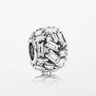 Pandora silver charm Chiselled Elegance Charm 925 silver Square for Pandora silver charm bracelet silver jewelry w1022