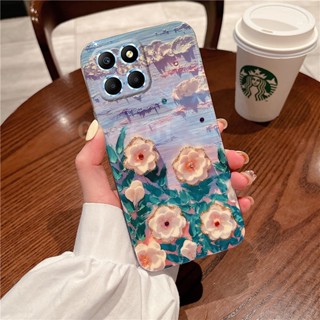 New เคสโทรศัพท์ Huawei Honor X6 2022 Fashion TPU Silicone Colorful Painting Flowers Soft Case Cover เคส HONORX6 HonorX6