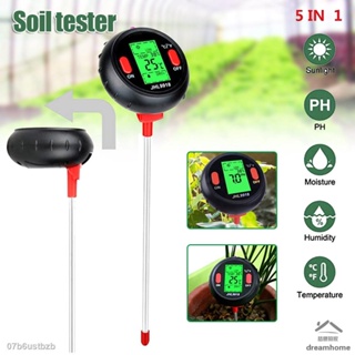 ﹍☊♙5 in 1 Soil Test Meter Digital Soil Moisture PH Temperature Light Tester LCD for Garden Lawn