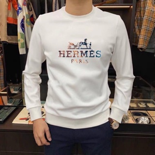 Hermes ใหม่ เสื้อกันหนาว แขนยาว คอปก ใส่สบาย แฟชั่นสําหรับผู้ชาย และผู้หญิง