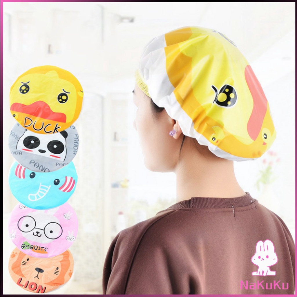 NKK หมวกคลุมผมอาบน้ำ กันน้ำ ลายการ์ตูนน่ารัก   Shower Cap Kids